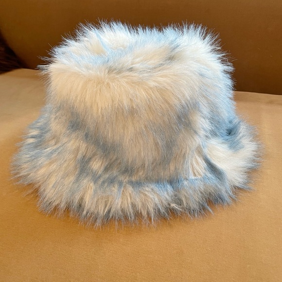 Urban Outfitters Ace Fluffy Faux Fur Bucket Hat (Light Blue Multi) - Picture 2 of 6
